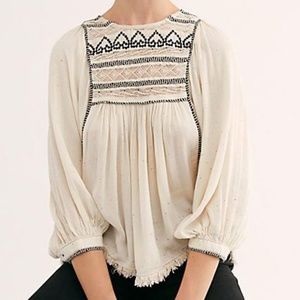 Free People Cyprus Avenue Embroidered Top
